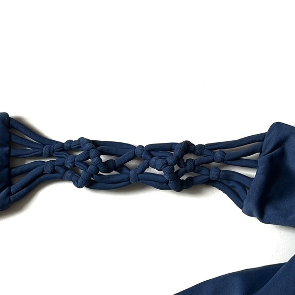 Tori Praver Seafoam Collection Strappy Side Bikini Bottom in Mood Indigo M - Picture 3 of 6